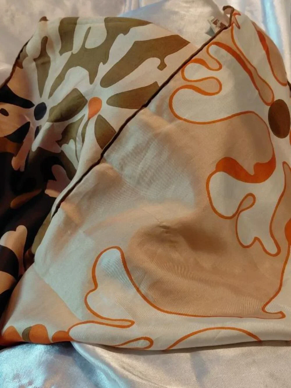 Vintage TRIANGLE Multicolor Hand-Painted Square Silk Scarf